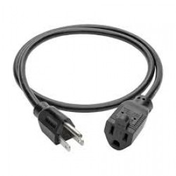 P022-003 Power Extension Cord, NEMA 5-15P to NEMA 5-15R - 10A, 120V, 18 AWG, 3 ft., Black